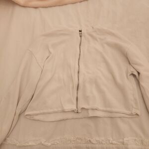 Art Class White Zip-Up Cropped Jacket